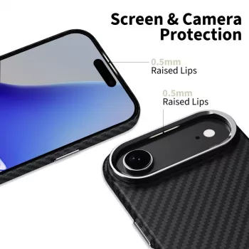 Tech-Protect Ion Carbon MagSafe dėklas, skirtas iPhone 17 Air, juodas/sidabrinis