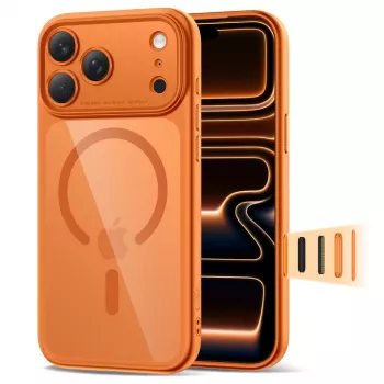 TECH-PROTECT MagPeak MagSafe Dėklas, iPhone 17 Pro Max, Cosmic Orange/Clear