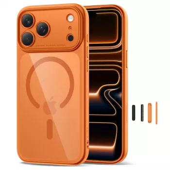 TECH-PROTECT MagPeak MagSafe Dėklas, iPhone 17 Pro Max, Cosmic Orange/Clear
