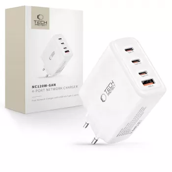 TECH-PROTECT NC120W-GAN 4-Port Network Charger PD 120W / QC3.0 White