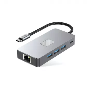 TECH-PROTECT HB05 9-in-1 USB-C Hub Adapter with USB 2.0, USB 3.0, HDMI 4K 60Hz, SD/TF, PD 100W, RJ45 Gigabit Ethernet, Space Grey