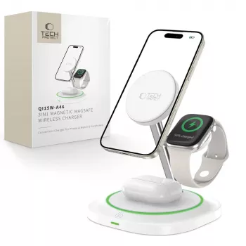 Tech-Protect QI15W-A46 3IN1 MagSafe belaidė įkrovimo stotelė balta