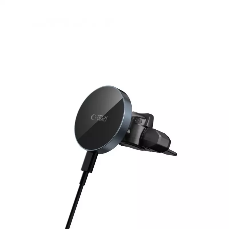 TECH-PROTECT MM15W-V5 Magnetinis MagSafe CD ir Oro Angos Automobilinis Laikiklis su Belaidžiu Įkrovikliu 15W Juodas