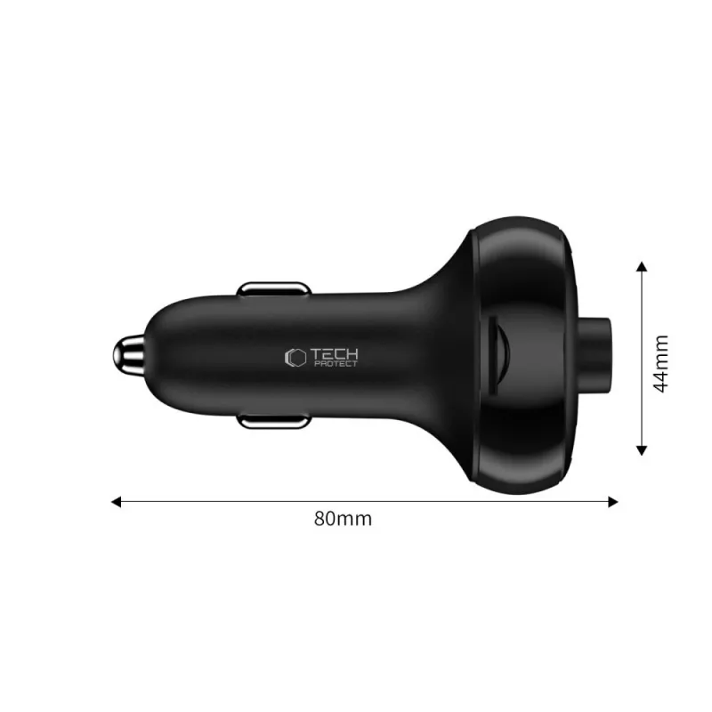 TECH-PROTECT CC06 3-Port Car Charger PD 72W + FM Transmitter Bluetooth Black