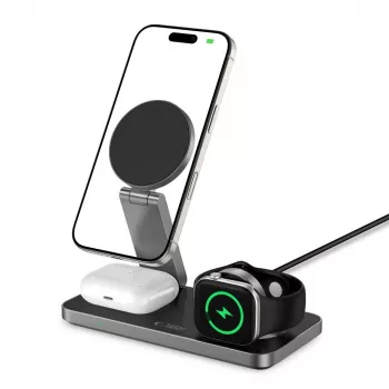TECH-PROTECT QI15W-A47 3IN1 Magnetic MagSafe Wireless Charger Black