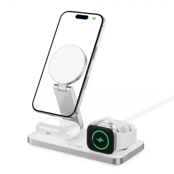 TECH-PROTECT QI15W-A47 3-in-1 Magnetic MagSafe Wireless Charger White