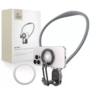 TECH-PROTECT AC200 Magnetinis kaklo laikiklis, skirtas MagSafe, GoPro ir DJI, spalva: Crayon Grey
