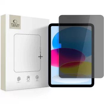 Tech-Protect Glass Spy+ privatumo ekrano apsauga, skirta Apple iPad 10,9 colio (10-osios kartos 2022 m.) / 11 colio (2025 m.) - grūdintas stiklas, dvipusis privatumo filtras, 9H kietumas, 0,3 mm, oleofobinė danga, be burbuliukų, skaidri