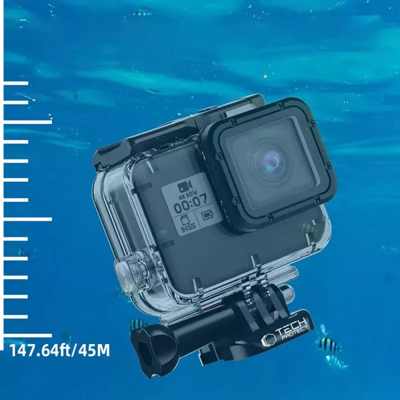 TECH-PROTECT GA200 vandeniui atsparus dėklas, skirtas GoPro Hero 5 / 6 / 7, skaidrus