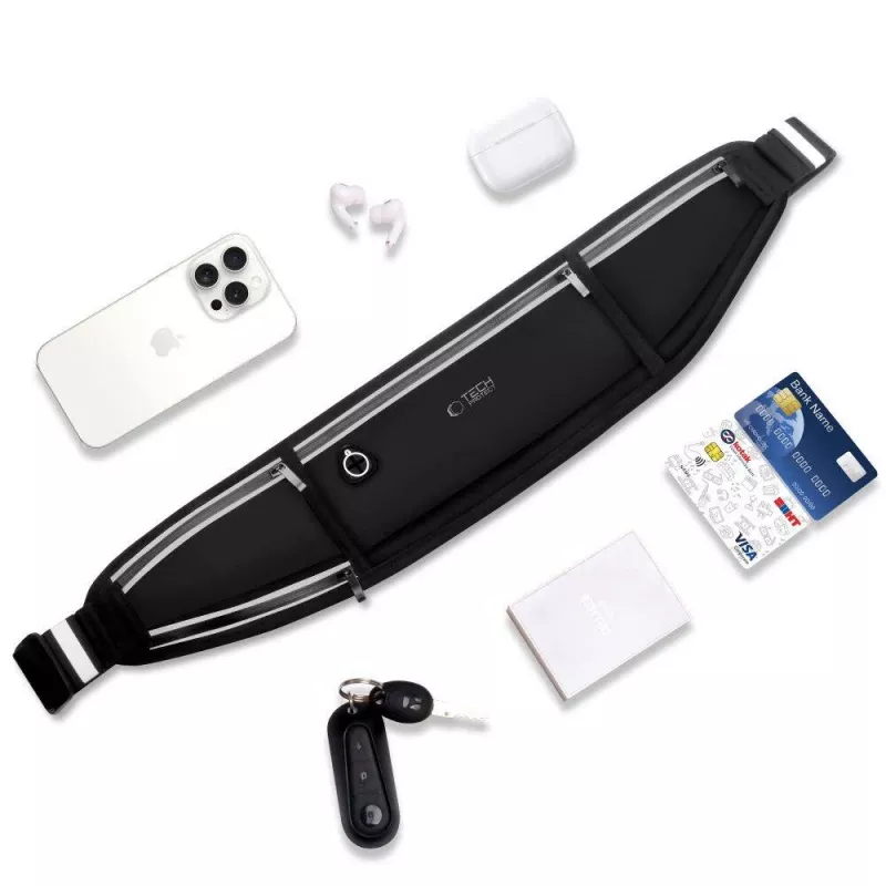 TECH-PROTECT M3 Universal Sport Waist Bag Black – Universal Sportinė Juosmens Krepšys