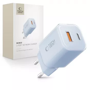 TECH-PROTECT NCM33 2-Port Network Charger PD 33W / QC3.0 Baby Blue