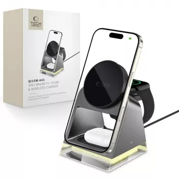 Tech-Protect QI15W-A43 3IN1 MagSafe belaidė įkrovimo stotelė juoda