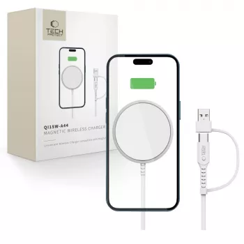 Tech-Protect QI15W-A44 MagSafe belaidis įkroviklis baltas