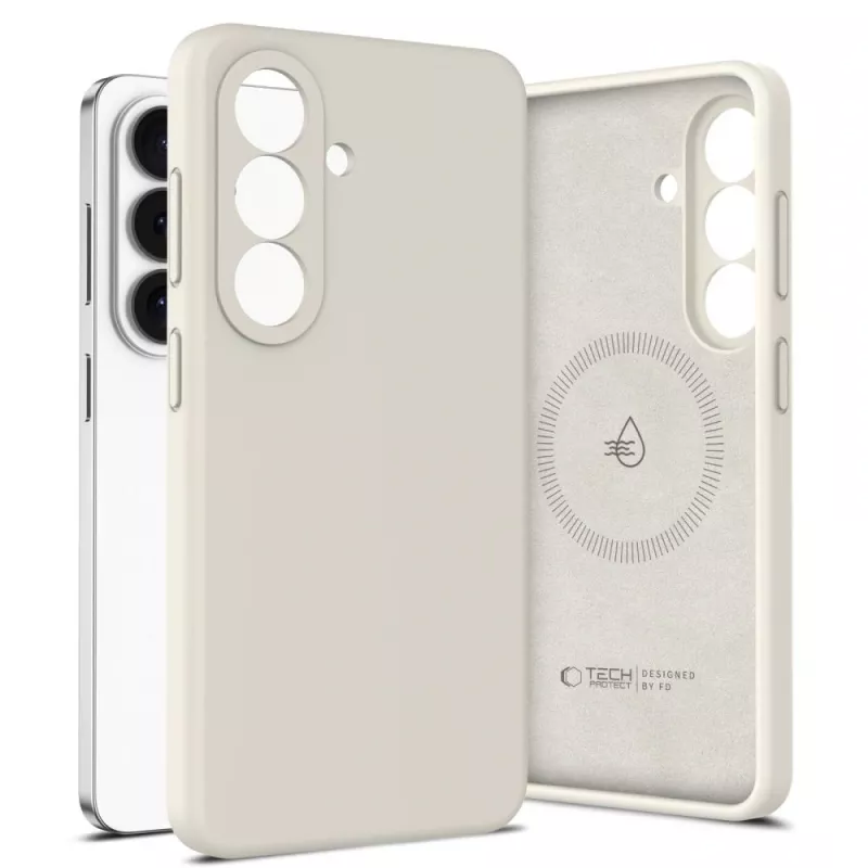 Tech-Protect silikoninis „MagSafe“ dėklas, skirtas Samsung Galaxy S26, Cosmic Latte