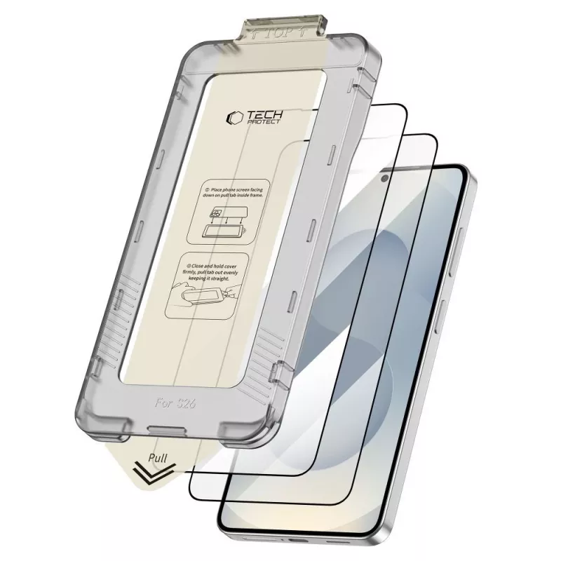 Grūdinto stiklo ekrano apsauga TECH-PROTECT Quick Set+ 2 vnt. Samsung Galaxy S26 juoda