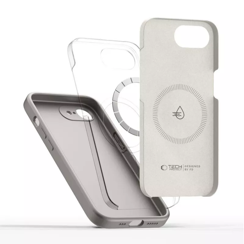 Tech-Protect Silicone MagSafe Case for Apple iPhone 16E / 17E, Stone Grey
