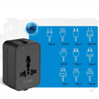 TECH-PROTECT TA300 Universalus kelioninis adapteris EU / UK / US / AU juodas