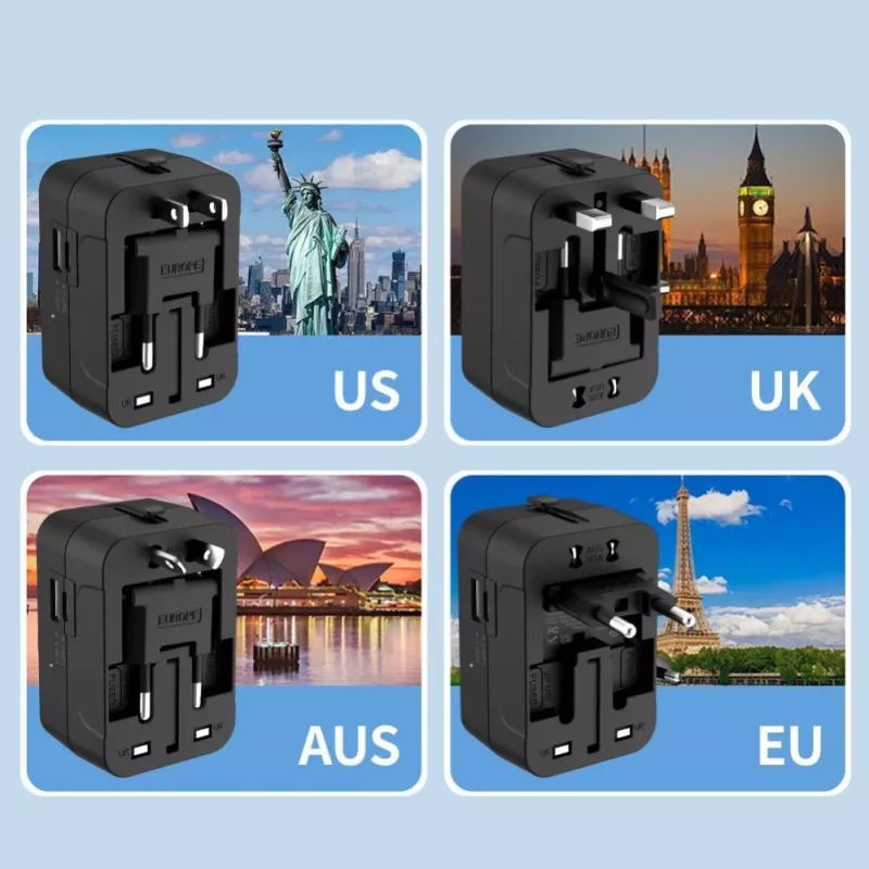 TECH-PROTECT TA300 Universalus kelioninis adapteris EU / UK / US / AU juodas