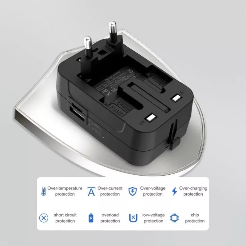 TECH-PROTECT TA300 Universalus kelioninis adapteris EU / UK / US / AU juodas