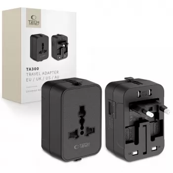 TECH-PROTECT TA300 Universalus kelioninis adapteris EU / UK / US / AU juodas
