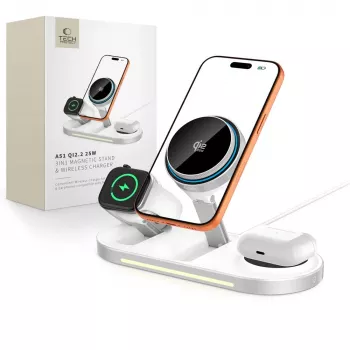 TECH-PROTECT A51 ARCTICBOOST 3-in-1 Magnetic MagSafe Wireless Charger 25W Qi2.2 White