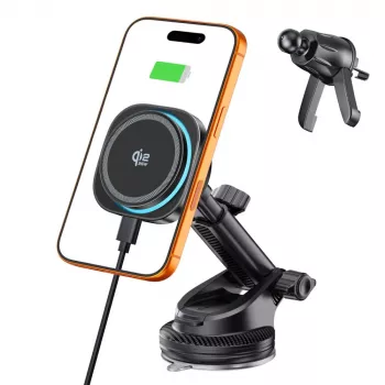 TECH-PROTECT V20 ARCTICBOOST Magnetic MagSafe Dashboard & Vent Car Mount Wireless Charger 25W Qi2.2 Black