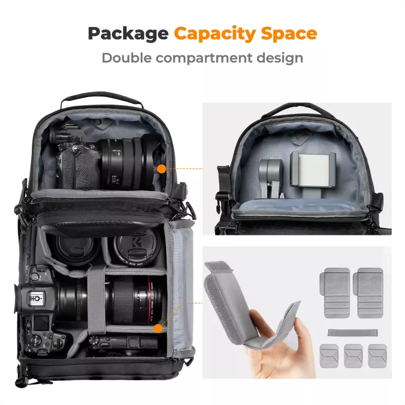 K&F Concept Sling Camera Bag 10L Crossbody DSLR Camera Bag Black KF13.176