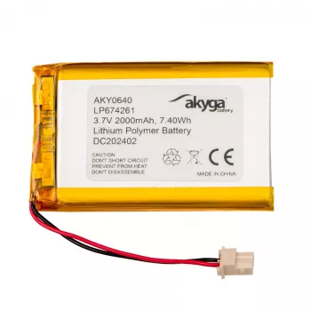 Akyga AKY0640 LP674261 Li-Po 3.7V 2000mAh akumuliatorinė baterija su PCM ir Molex 2.50 2 kontaktų jungtimi