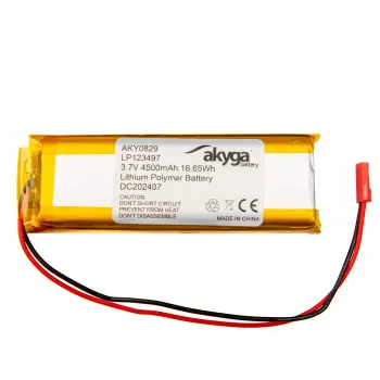 Akyga AKY0829 LP123497 Li-Po akumuliatorius 3,7 V 4500 mAh su PCM JST 2,54 2 kontaktų 150 mm