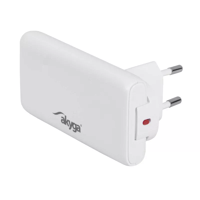 Akyga AK-CH-32 plonas GaN USB-C įkroviklis 65 W, 2 x USB-C PD, baltas