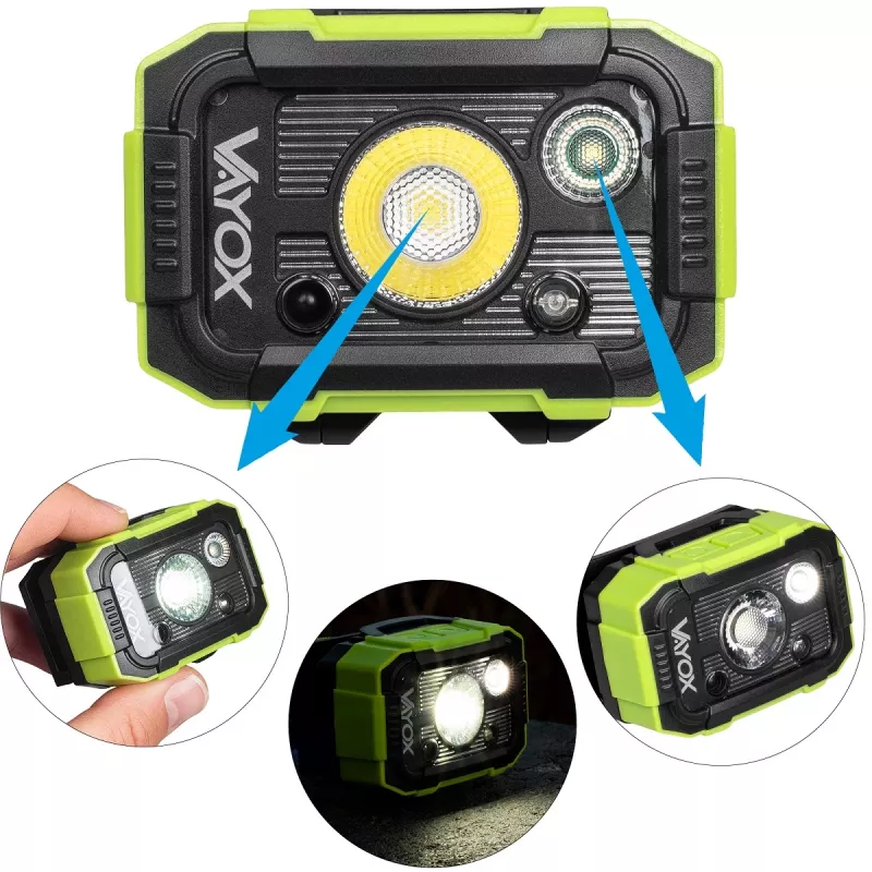 VAYOX DUAL HAMMER 500lm Pro Series Rechargeable Headlamp VA0415