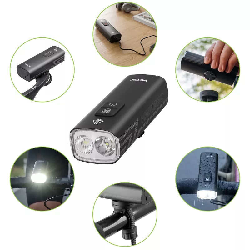Vayox VAF1200 priekinis dviračio žibintas 2500mAh 1200lm IPX6