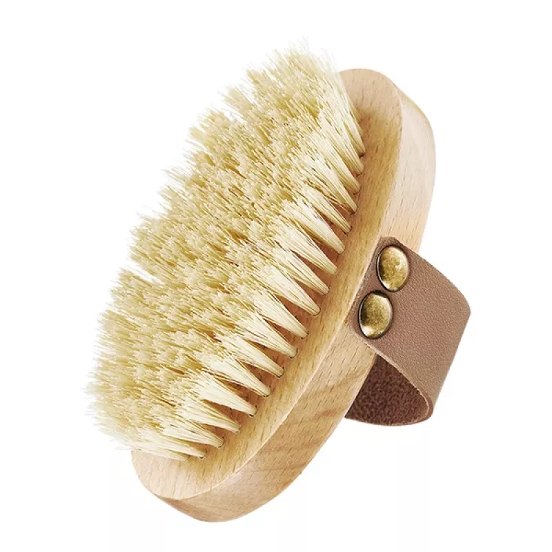 GLOV Dry Body Brush, kūno šepetys šveitimui ir masažui, natūralūs tampiko šereliai, bukmedžio rankena