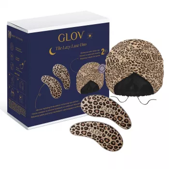 GLOV The Lazy Luxe Duo Daugkartiniai Silikoniniai Vokų Pagalvėlės ir Satininis Miego Kepuraitės Rinkinys