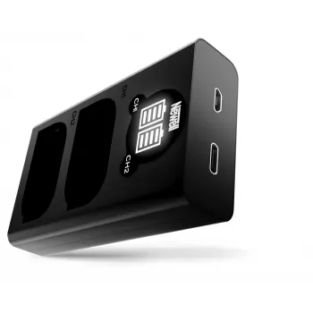Newell Dual-Channel USB-C Charger DL-USB-C, skirta Panasonic DMW-BLK22 baterijoms, juoda
