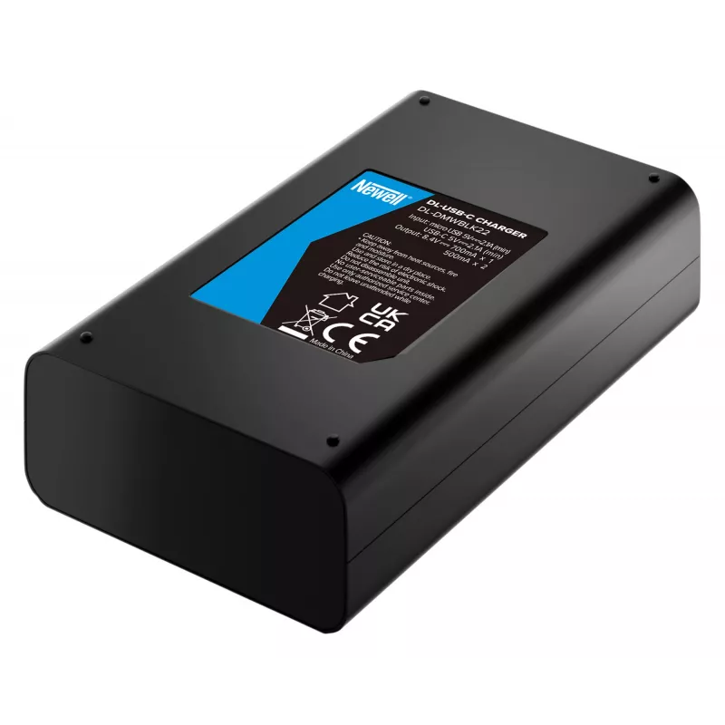 Newell Dual-Channel USB-C Charger DL-USB-C, skirta Panasonic DMW-BLK22 baterijoms, juoda