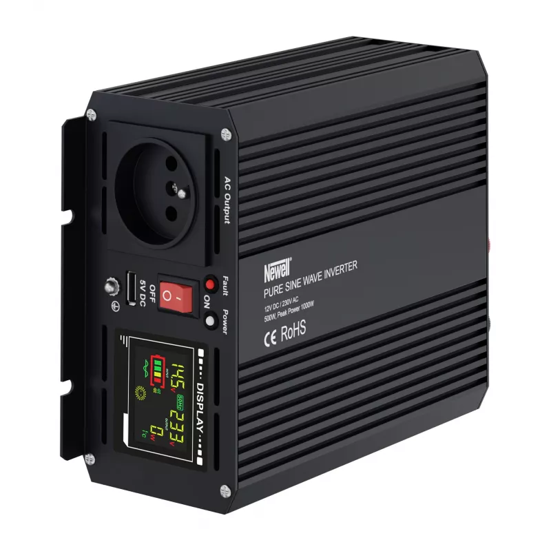 Newell Pure Sine Wave Power Inverter 12V DC to 230V AC 500W