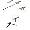 MOZOS SM803 grindinis mikrofono stovas su strėle, 2 laikikliai, iki 200 cm, juodos spalvos