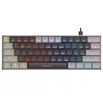 Tracer GameZone Keylo 61 laidinė mechaninė žaidimų klaviatūra, 60 % išdėstymas, Outemu Red jungikliai, RGB apšvietimas, grafito spalva