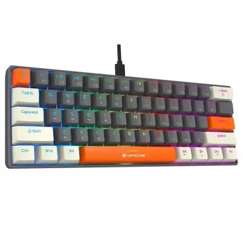 Tracer GameZone Claws 61 Wired Mechanical Gaming Keyboard, 60% Layout, Blue Switches, RGB Backlight, Grey
