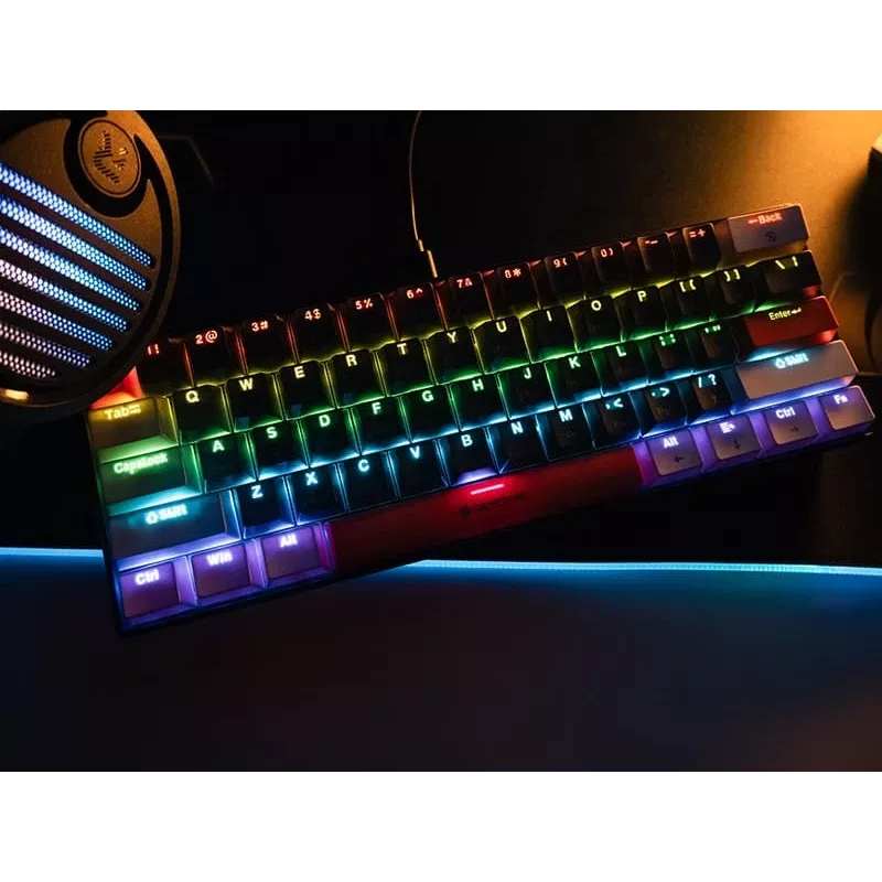 Tracer GameZone Claws 61 Wired Mechanical Gaming Keyboard, 60% Layout, Blue Switches, RGB Backlight, Grey