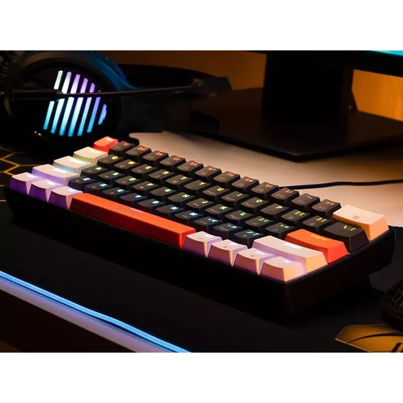 Tracer GameZone Claws 61 Wired Mechanical Gaming Keyboard, 60% Layout, Blue Switches, RGB Backlight, Grey