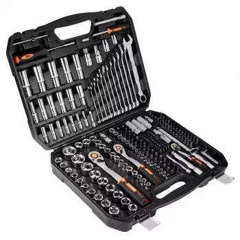 NEO TOOLS Veržliarakčių komplektas 1/4 inch, 3/8 inch, 1/2 inch pavaros, 219 dalių, chromo vanadžio plienas
