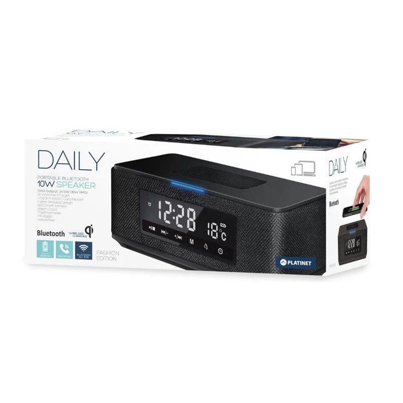 Platinet PMGQ15B - 10W belaidis nešiojamas stereo garsiakalbis - juodas - LCD ekranas