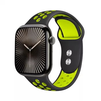 Crong Duo Sport Band, skirta Apple Watch 38/40/41/42 mm (Juoda/Žalia)