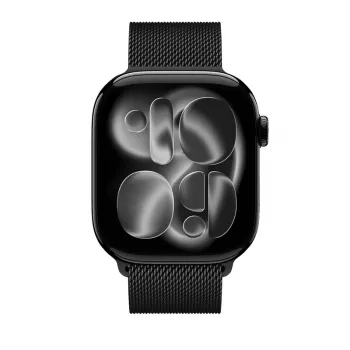 Crong Milano Steel nerūdijančio plieno „Milanese“ kilpa laikrodžio dirželis, skirtas „Apple Watch“ 38/40/41/42 mm (juodas)