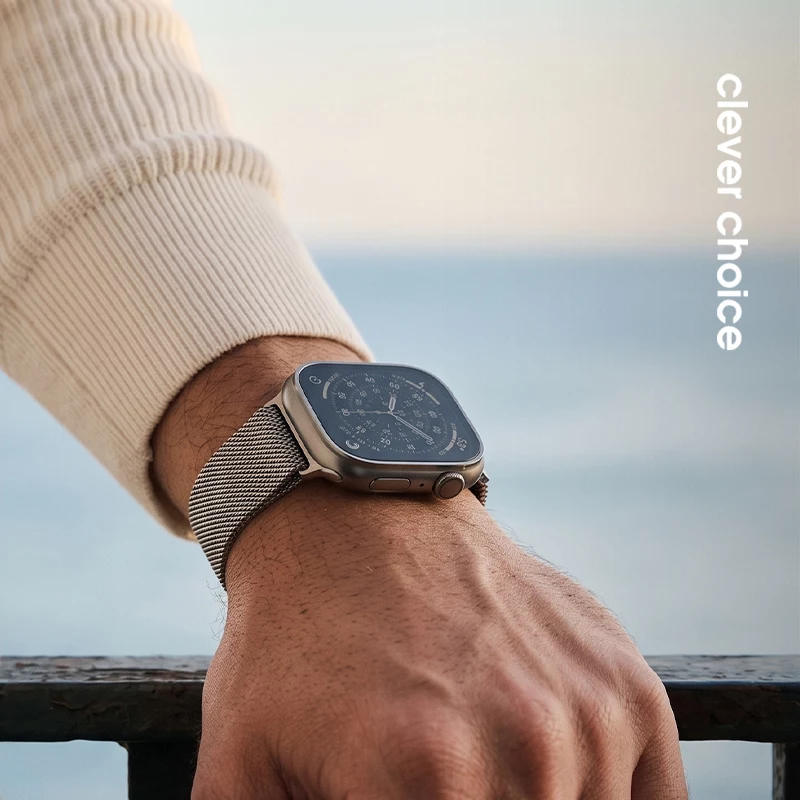 Crong Milano Steel nerūdijančio plieno juosta, skirta Apple Watch 44/45/46/49 mm, sidabrinė