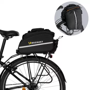 Wozinsky Large Bicycle Rack Bag 35L su lietaus užvalkalu, juoda (WBB19BK)