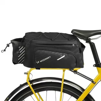 Wozinsky Bicycle Trunk Bag 9L su petnešomis ir lietaus dangčiu, juoda (WBB22BK)
