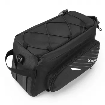 Wozinsky Bicycle Trunk Bag 9L su petnešomis ir lietaus dangčiu, juoda (WBB22BK)